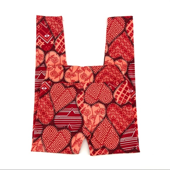 LuLaRoe Red Heart Print Leggings - Picture 3 of 5